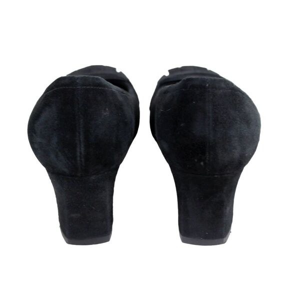 AGL Italy BLACK GENUINE LEATHER SUEDE MID HEEL ROUND TOE PUMP WOMEN'S SHOES 36.5 - Picture 5 of 12